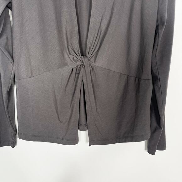 Athleta XSmall XS Gray Essence Twist Back Long Sleeve Top Crew Neck Lyocell Tee - Picture 6 of 10
